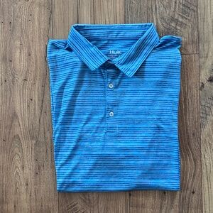 Huk Men's Blue Striped Performance Polo Shirt